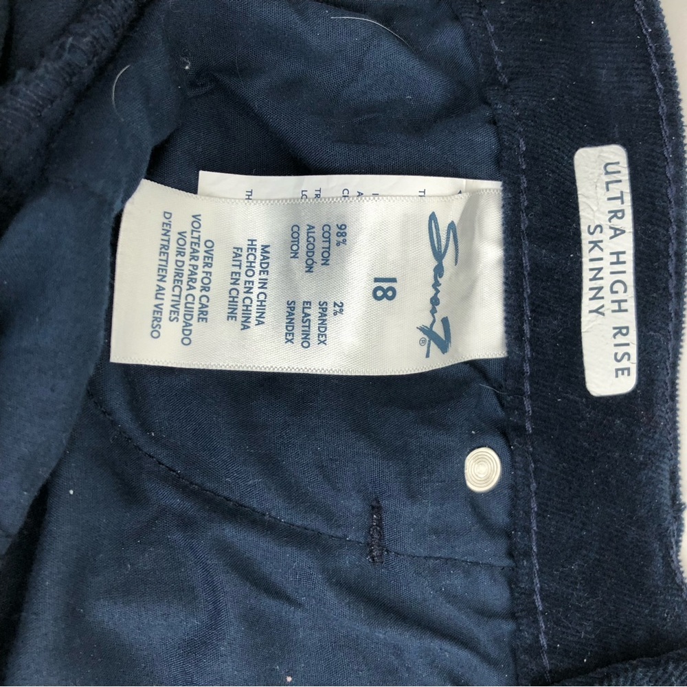 Seven7 Blue Corduroy Ultra High Rise Skinny Jeans Size 18 - Picture 4 of 5
